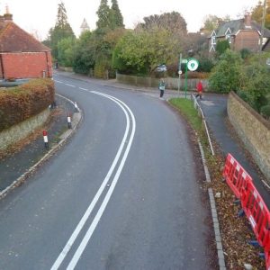 Rogate existing sweeping bend by school entrance