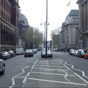 Exhibition Road London before shared space regeneration
